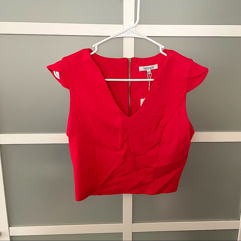 Red Scoop Neck Crop Top